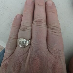 Vintage JED 925 Sterling Silver Ring Modernist Swirl 3 Stone Accent Size 6.5 To